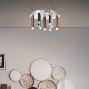 Brilliant Deckenleuchte Cembalo 9-flammig Aluminium und Schwarz und Braun