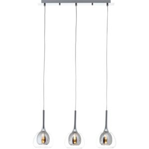 Brilliant Pendelleuchte Hadan 3-flammig Transparent-Chrome und Rauchglas