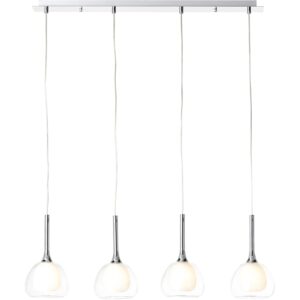 Brilliant Pendelleuchte Hadan 4-flammig Chrom und Weiß-Transparent