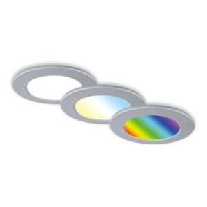 Briloner 3er Set LED Bad Einbaustrahler IP65 Dimmbar RGB CCT Chrom-Matt