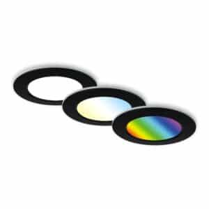 Briloner 3er Set LED Bad Einbaustrahler IP65 Dimmbar RGB CCT Schwarz