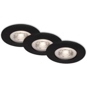 Briloner LED Einbauleuchten Kulana 3er-Set Dimmbar Warmweiß 90mm Schwarz-Matt