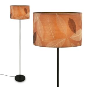 Briloner Stehleuchte Swing Nature Papierschirm Blätterdekor E27 Fassung Kaffee