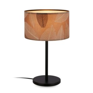 Briloner Tischleuchte Swing Nature Papierschirm Blätterdekor E27 Fassung Kaffee