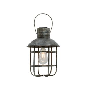 DELUKE Solar-Leuchte LUCCA Stahl Grau-Braun 33x22x22cm Gartenlampe Tischlampe Outdoor Leuchte