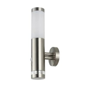 EASYLIGHT Außenleuchte Mit Bewegungsmelder Edelstahl 34 CM Hoch IP44 In Silber Weiß E27 Modern