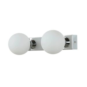 EASYLIGHT Wandleuchte IP44 Innen 28 cm Breit Chrom Weiß Metall Glas 2x G9