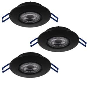 EGLO LED 3er-Set Einbauleuchten ZUJAR Schwarz Ø 90mm 3x3
