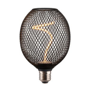 ENOVALITE LED Filament Leuchtmittel BUBBLE Vintage MESH E27 Dimmbar Warmweiß Schwarz Gitter