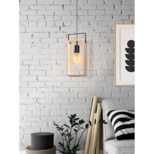 Eglo Hängeleuchte Famborough 1-flammig Schwarz-Natur E27 40 W