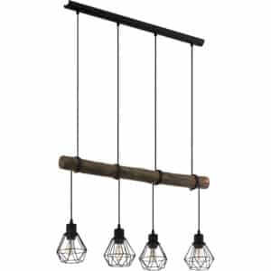 Eglo Pendelleuchte 4-flammig Horningtops 1 Schwarz-Natur
