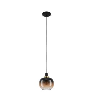 Eglo Pendelleuchte Oilella 1-flammig Schwarz-Messing 110 cm x Ø 19 cm