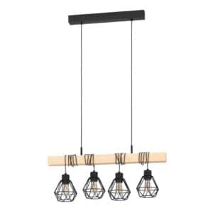 Eglo Pendelleuchte Townshend 5 Schwarz-Eiche-Optik