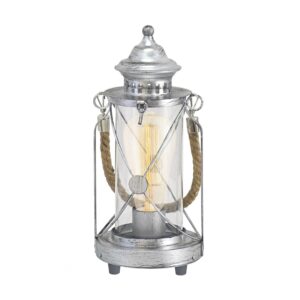 Eglo Tischleuchte Bradford Silberfarben Antik Ø 14 cm x 33 cm 1-flammig
