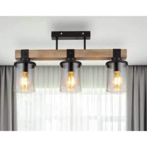 Globo Deckenleuchte 3-flammig Schwarz matt-Rauchfarben 520 x 100 x 286 mm