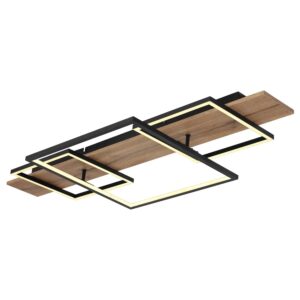 Globo LED-Deckenleuchte Vanni Holzfarben/Schwarz 95 x 40 cm