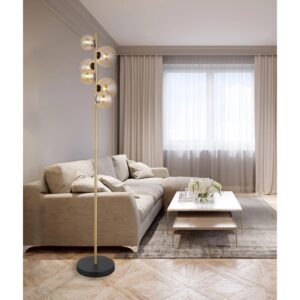 Globo LED-Stehlampe Riha 6-flammig Schwarz matt 285 x 265 x 1550 mm