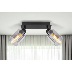 Globo Strahler Hadera 2-flammig Schwarz matt-Rauchfarben 270 x 90 x 215 mm