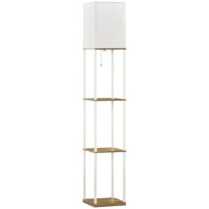HOMCOM Stehlampe mit 3 Fächern E27 Sockel 40 W Weiß exkl. Glühbirne