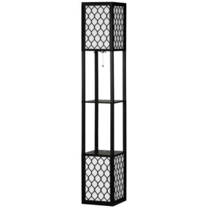HOMCOM Stehlampe mit 4W E27 Sockel 2 Ablagen exkl. Leuchtmittel Schwarz