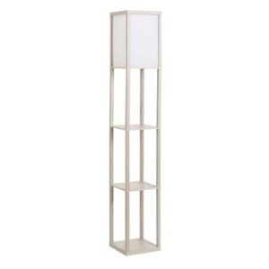 HOMCOM Stehleuchte mit Regalen E27 bis 40W Holz Eiche 26x26x160cm Ohne Glühbirne
