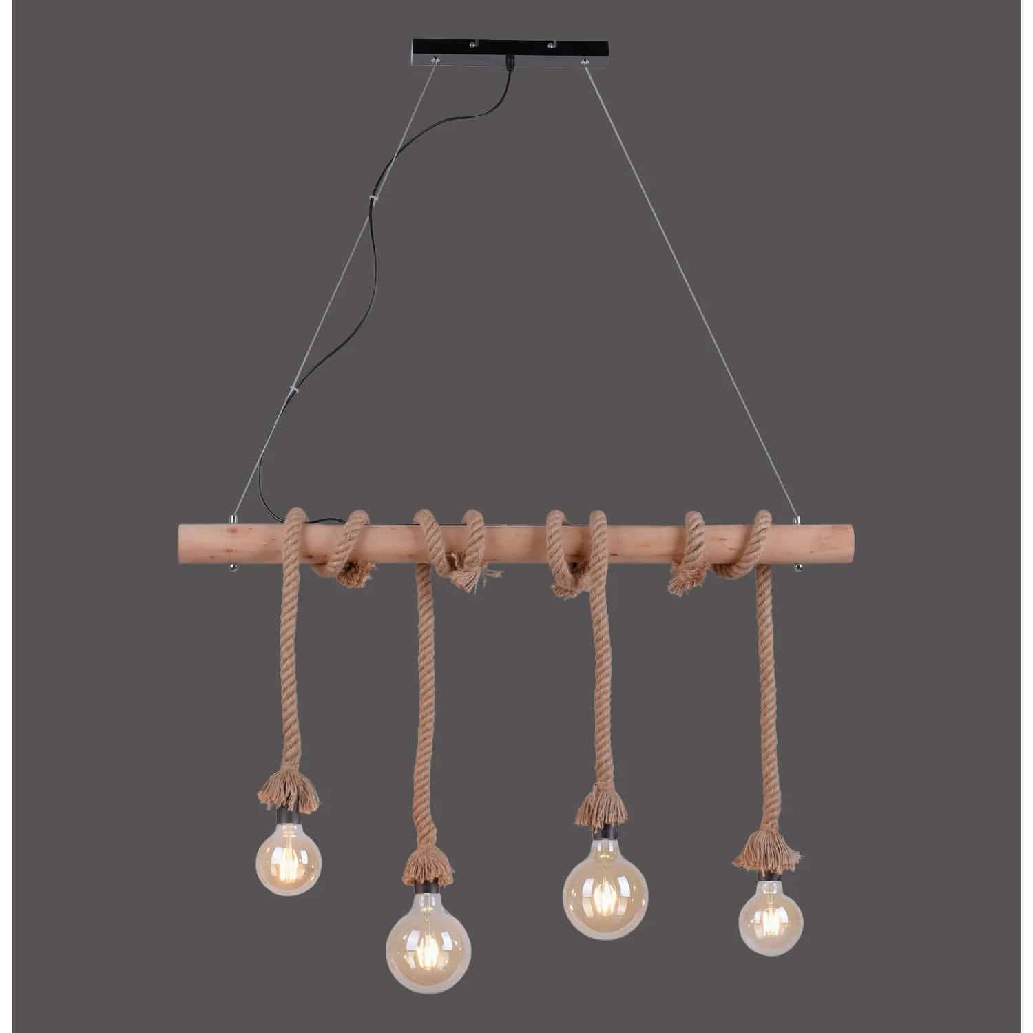 Just Light.Pendellampe Rope 4-flammig Schwarz