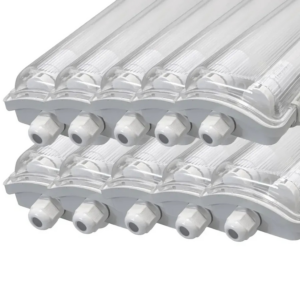 LUXULA 10er-Set LED Feuchtraum Wannenleuchte 120cm LED Wannenleuchte Inkl. LED-Röhren T8 4000K IP65 IK08