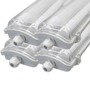 LUXULA 4er-Set LED Feuchtraum Wannenleuchte 120cm LED Wannenleuchte Inkl. LED-Röhren T8 4000K IP65 IK08