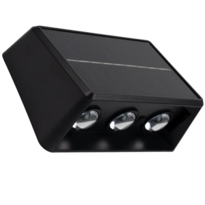 LUXULA 6er-Set Solar Wandleuchte 3-flammig Up/Down CCT Warm- Kaltweiß 3000-6500K Akku LED Außenleuchte Gartenbeleuchtung IP54 Wetterfest Schwarz