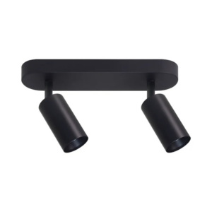 LUXULA LED Aufbauspot 2-Flammig GU10 Schwenkbar Deckenstrahler Deckenspot Akzentbeleuchtung Deckenlampe Aluminium Schwarz