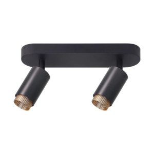 LUXULA LED Aufbauspot 2-Flammig GU10 Schwenkbar Design Deckenspot Deckenstrahler Akzentbeleuchtung Kontrast-Innenring Schwarz Gold