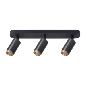 LUXULA LED Aufbauspot 3-Flammig GU10 Schwenkbar Design Deckenspot Deckenstrahler Akzentbeleuchtung Kontrast-Innenring Schwarz Gold