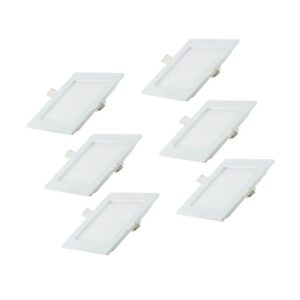 LUXULA LED Downlight Einbauspot 6er Set 6x12W 1190lm CCT 3000K 4000K 6000K Einbauleuchte IP44 Quadratisch Weiß