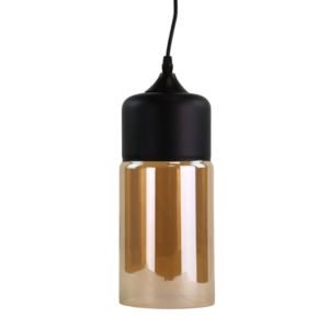 LUXULA Pendelleuchte Hängeleuchte Moderne Hängelampe Zylinder Design E27 Max 60W Glas Schwarz Deckenlampe