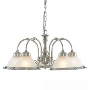 Licht-Erlebnisse Pendelleuchte Glas Metall 62 CM Breit 5-Flammig E27 Jugendstil In Silber Weiß