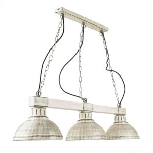 Licht-Erlebnisse Pendelleuchte Holz Metall Rustikal 72 cm Breit In Shabby Weiß