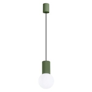 Licht-Erlebnisse Pendelleuchte Kugelschirm Ø 12 CM Klein Glas Aluminium Grün Weiß G9