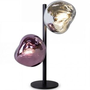 Licht-Erlebnisse Tischlampe Glas Aluminium 40 CM Schwarz Weiß Lila E14 2-Flammig Modern
