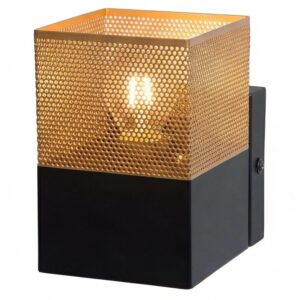 Licht-Erlebnisse Wandleuchte Schwarz Gold Klein 10 CM Breit Für E27 Metall