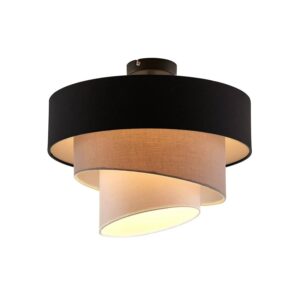 Lindby Deckenlampe Coria 9626607 Modern in Schwarz aus Textil 1-flammig E27 Wohnzimmerleuchte