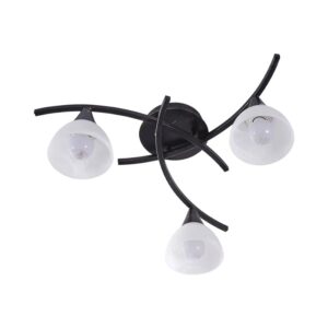 Lindby Deckenlampe Della 9620970 Landhaus Vintage Rustikal in Schwarz aus Glas 3-flammig E14 Wohnzimmerleuchte