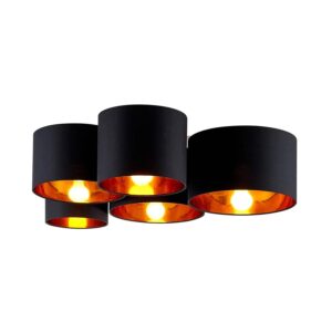 Lindby Deckenlampe Laurenz 9626907 Modern in Schwarz aus Textil 5-flammig E27 Wohnzimmerleuchte