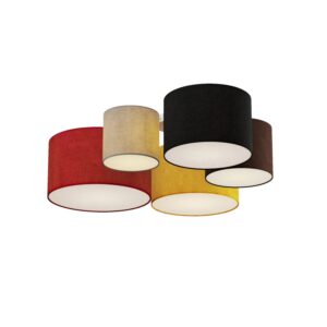 Lindby Deckenlampe Laurenz 9626911 Modern aus Textil 5-flammig E27 Wohnzimmerleuchte