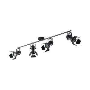 Lindby Deckenlampe Tilen 9624402 Vintage Industriell in Schwarz aus Metall 4-flammig GU10 Wohnzimmerleuchte
