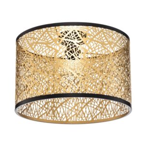 Lindby Deckenlampe Yonah 10012891 Landhaus Vintage Rustikal in Gold Messing aus Textil 1-flammig E27 Wohnzimmerleuchte
