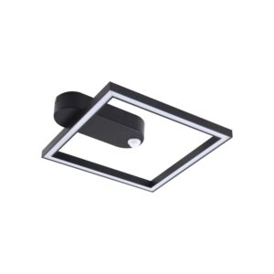 Lindby LED Deckenlampe mit Sensor Yulla 10023738 Bewegungsmelder Modern in Schwarz aus Aluminium 1-flammig Flurleuchte