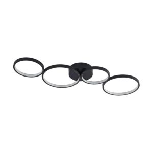Lindby LED Deckenleuchte Evengeline 9626864 Modern in Schwarz aus Aluminium 1-flammig Wohnzimmerleuchte