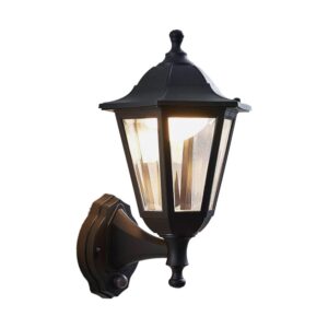 Lindby LED Wandleuchte Außen Iavo 9949027 mit Bewegungsmelder Spritzwassergeschützt Retro Vintage Antik in Schwarz 1-flammig