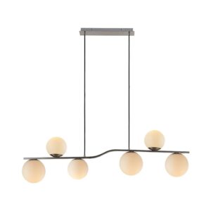 Lindby Pendelleuchte Avalyn 9626019 Modern in Alu aus Glas 6-flammig E14 Wohnzimmerleuchte