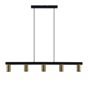 Lindby Pendelleuchte Baliko 9627625 Modern in Schwarz aus Metall 5-flammig GU10 Wohnzimmerleuchte